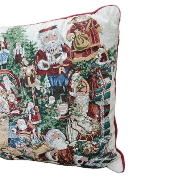 Vintage Christmas Tapestry Pillow Mary Hulgan for‎ Riverdale Holiday Decor Santa - Picture 4 of 7